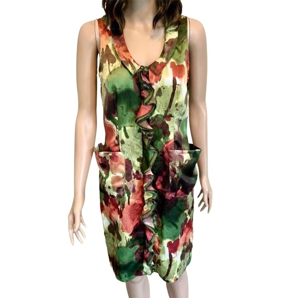 Vera Wang Sleeveless Floral Ruffle Dress - Picture 1 of 8